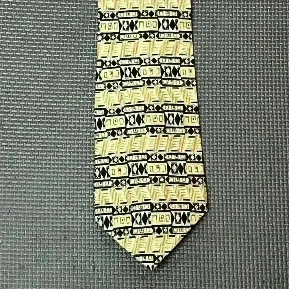 Guess Silk Tie Tan Blue 59” American Classics Made‎ In USA